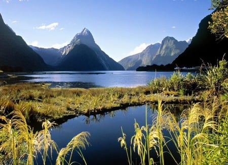 a lake with water - nature, water, lake, mountain