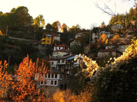 Rhodopy mountain - autumn, houses, fall, trees, mountain, photography, bulgaria