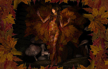 Autumn Elf - elf, autumn, fantasy, 3d