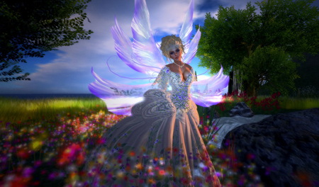 fairy - wing, magic, night, flowers, fairy, field