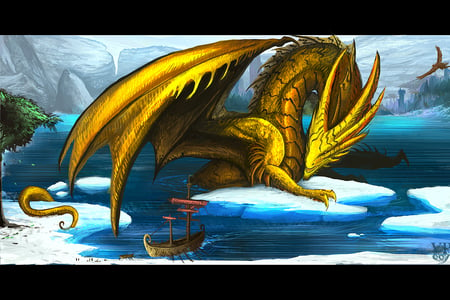 Polar expedition - ice, gold, water, dragon