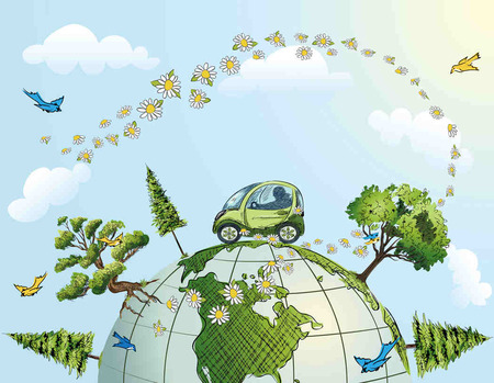 EARTH GOING GREEN - driving, green, trees, earth