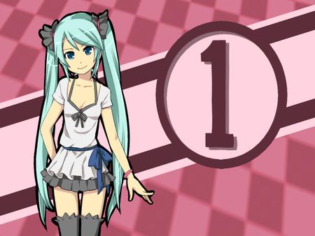 Miku is #1 - nice, beauty, aqua, hot, thighhighs, twintail, aqua hair, virtual, pretty, cool, idol, anime, miku, cute, hatsune miku, sexy, skirt, girl, blue eyes, hatsune, vocaloids, vocaloid, blue, pink, beautiful, awesome, diva