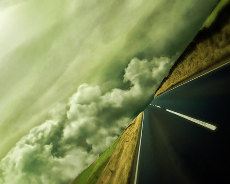 roads - clouds, path, highway, road, shade