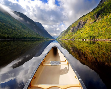 boat in lake - journey, sky, lake, river, nature