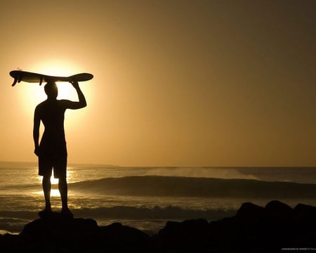 feely evening - feel, boy, sunset, surfing, evening