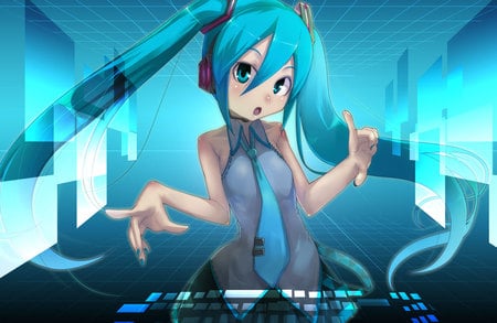 Cute Miku - hatsune miku, aqua, twintails, blushing, aqua hair, anime girl, hatsune, vocaloids, vocaloid, blue, blush, aqua eyes, miku, cute