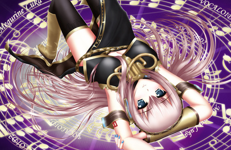 Score 2 Yen Luka - luka, sexy, hot, girl, female, music, long hair, pink hair, anime girl, music note, vocaloid, megurine luka, anime, cute, dress