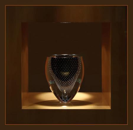 Museum Beauty - glass, shadow box, ripples, deep, design, vase, square, exquisite, rich, texture