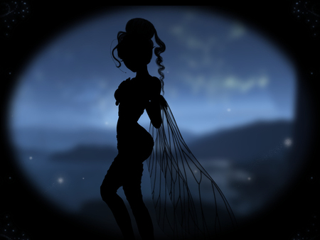 Fairy - fairy, silhouette, fantasy, night