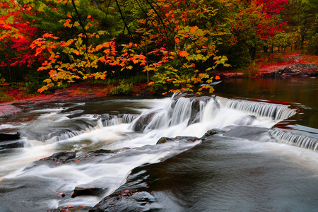 Waterfalls - river, trees, water, autumn