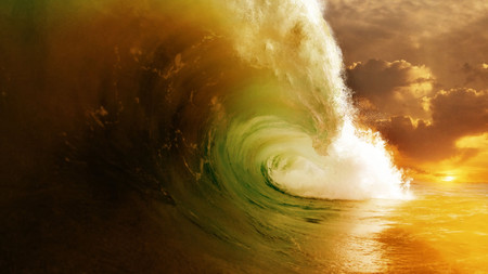 Summer Wave - skies, surf, nature, summer, power, ocean, tide, wave