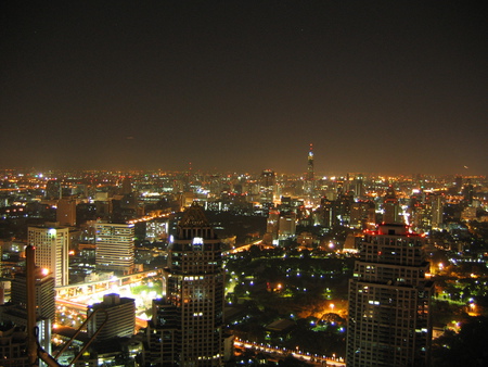 Bangkok by Night - lights, night time, skyscrapers, colour, buildings, asia, thailand, city, asian, thai