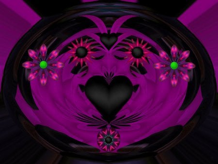 Pink & Black - eye candy, collage, 3d, fractal, abstract