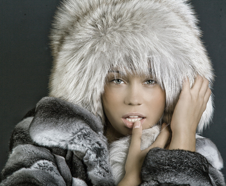 girl - hat, skin, beautiful, hot, girl, eyes, lips, woman, soft, model, face, coat, sexy