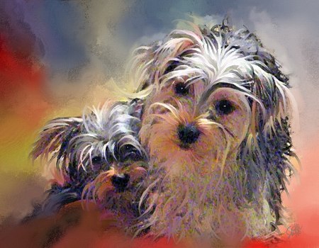 Painting of puppies - dogs, cute, puppies, painting art, animals