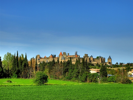 Castle - landscape, fiel, grass, castle