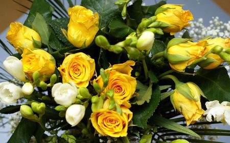 Joy yellow rose bouquet - bouquet, yellow, nature, rose