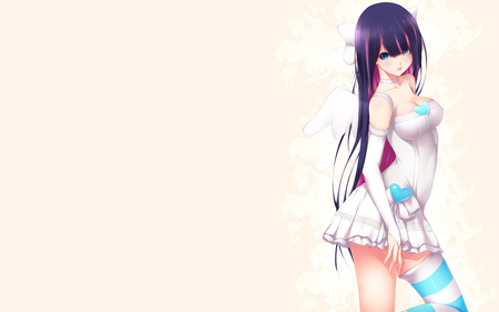 Stocking - pretty, anime, female, wing, high heel, dress, long hair, blue hair, nice, heels, anime girl, beautiful, hot, panty and stocking, girl, beauty, sweet, cg, cute, 3d, sexy