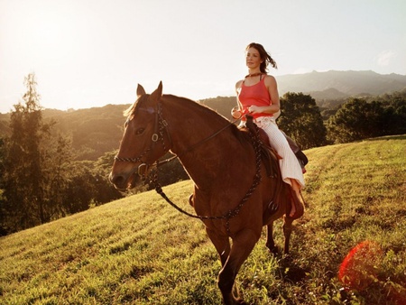 evanjelin lilly - actress, horse, sunset, model