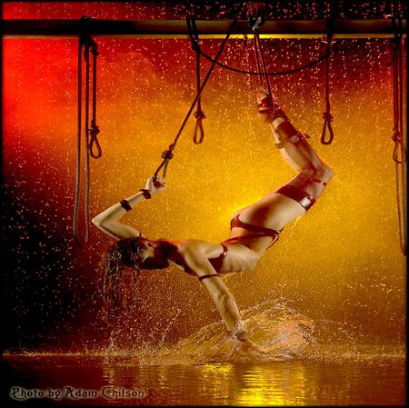 TOUCH THE WATER... - woman, hang, photography, red, water