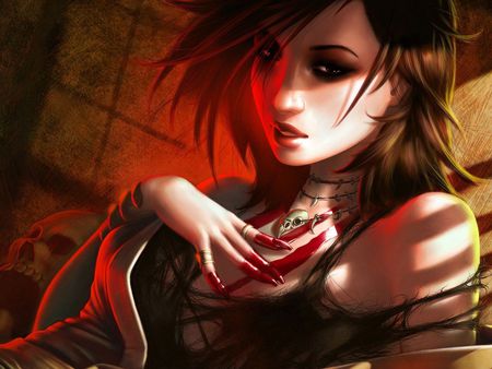 fantasy - red, fantasy, anime, hair, girl, other