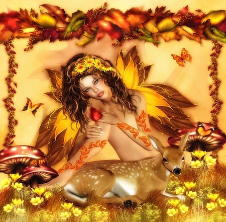 autumn fairy 4 - autumn, fairy, cg, 3d