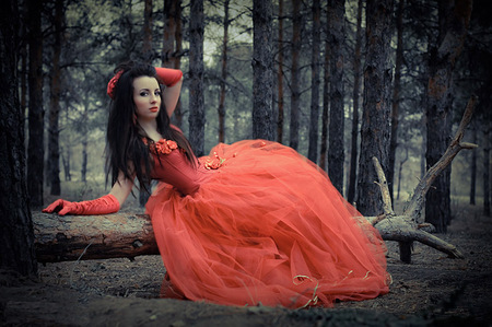 Red dress - dress, girl, red, model