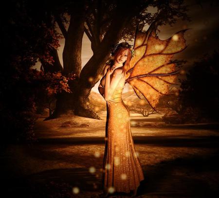 Fairy - abstract, trees, fantasy, autumn, fairy