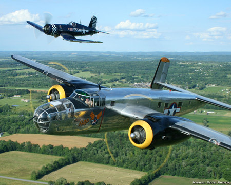 Bomber and Fighter - fighter, corsair, vought, north, american, usaf, ww2, b25, mitchell, bomber