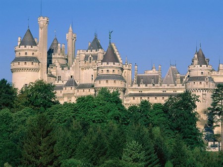 Chateau de Pierrefronds France - french, trees, castle, spires, towers, europe