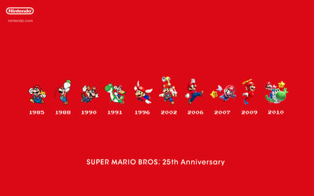 Mario 25th Anniversary Wallpaper 2 - mario, nintendo, video games, yoshi