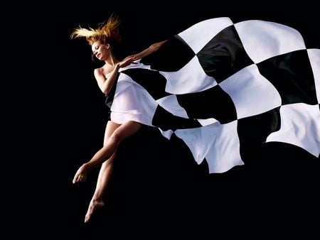 CHESS DRESS - white, beauty, fashion, black, model, dress