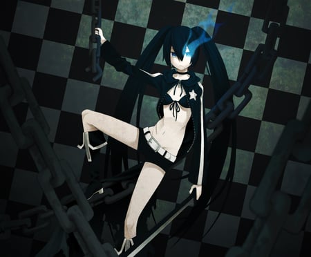 Black Rock Shooter - chains, arasdel, vocaloid, rock, shooter, black