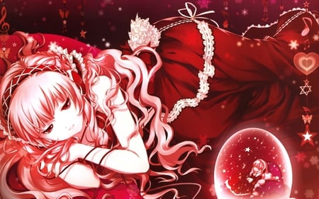 Megurine Luka - luka, beauty, sexy, hot, anime girl, vocaloids, pink, red, vocaloid, megurine luka, beautiful, cute, megurine, dress