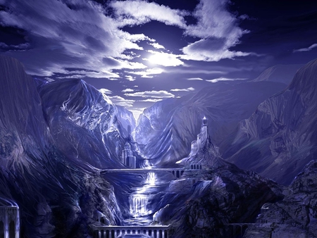 Night Country Scene - science fiction art, art, fantasy art, artwork