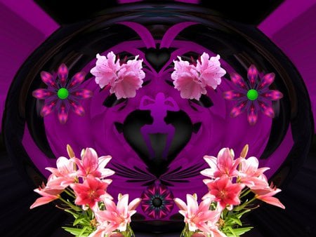 Pink & Black II - eye candy, collage, 3d, fractal, abstract