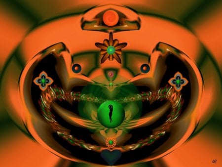 Orange Dancer - eye candy, collage, 3d, fractal, abstract