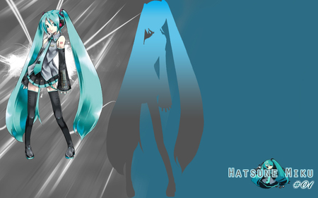 Hatsune Miku - hatsune miku, gray, vocaloid, blue