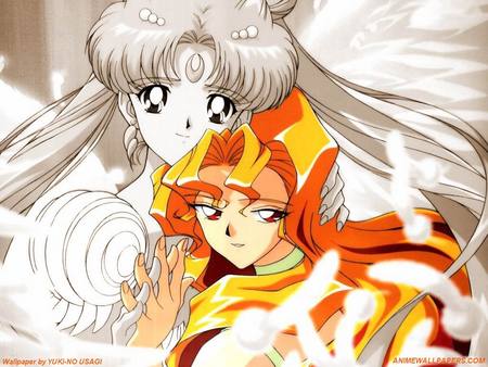 Untitled Wallpaper - usagi and galaxia, sailor moon