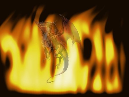 blazing dragon - dragon and flames