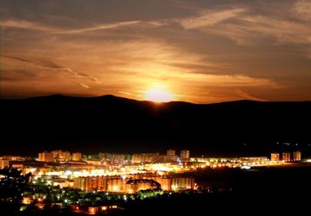 my city - sunrise, city, night, slovakia, europa, sky