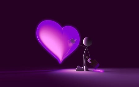 Paint your Love - abstract, heart, purple, character, 3d cg