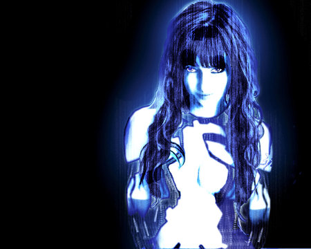 Susan_Coffey_as_Cortana - people, susan, models, blue, art