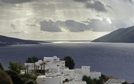 Bodrum - beaches, ocean, boats, coastline, bay, nature, clouds, beautiful, house