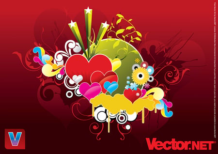 FREE VECTOR.NET - vector, hearts, free, net