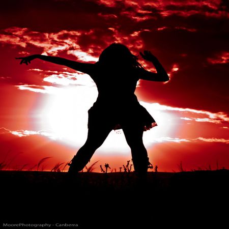 RED SKY - woman, beautiful, red, model, shadow, silhuette, sky