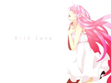 With Love - nice, beauty, music, white, virtual, pretty, cool, megurine luka, idol, anime, megurine, cute, love, luka, girl, pink hair, song, vocaloids, vocaloid, pink, beautiful, awesome, just be friends, diva, dress