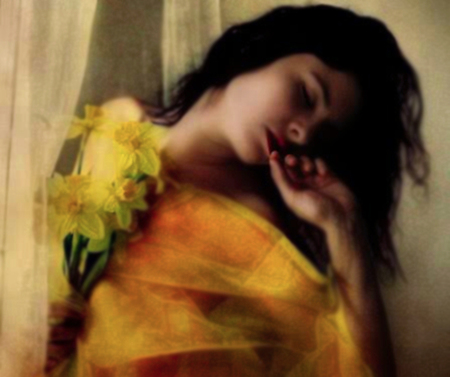 Yellow - flowers, yellow, girl, beauty