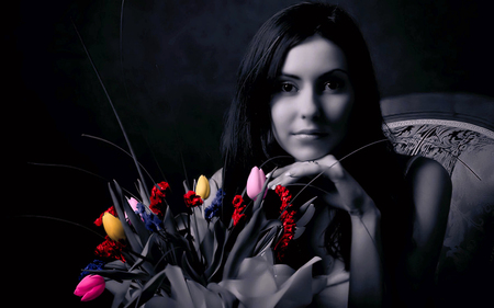 Flowers - beauty, colors, flowers, girl